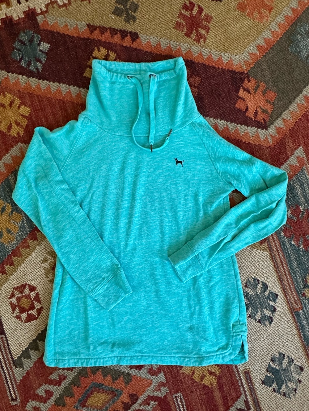The Black Dog Cowl-Neck Cotton Pullover (aqua)